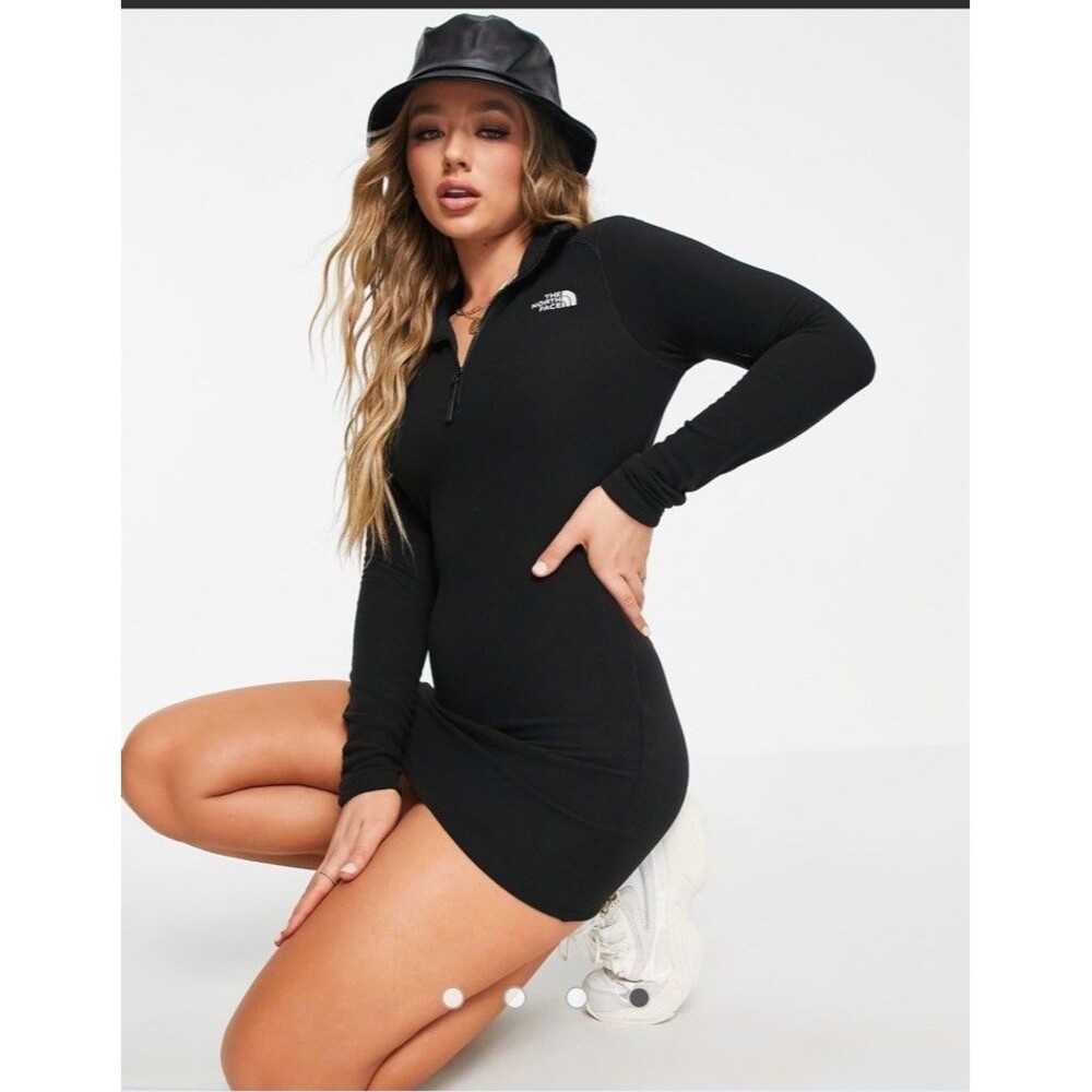 The North Face Glacier 1/4 Zip Fleece Dress Long Sleeve Black Women’s Small - Picture 9 of 9